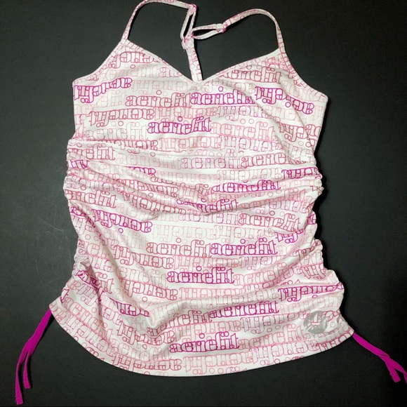 aerie Tops - AERIE F.I.T. Workout Bra Tank Pink & White